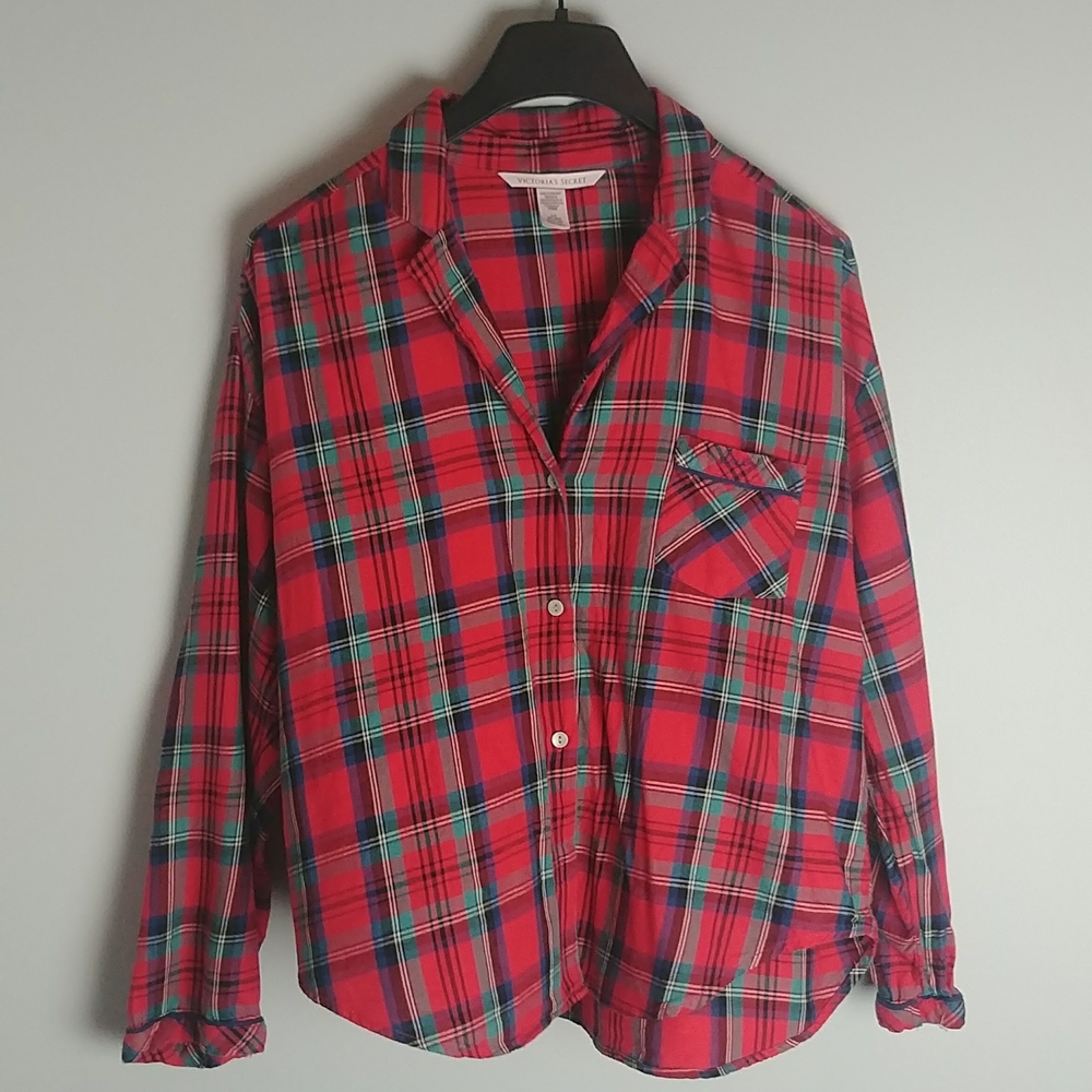 Victoria Secret Plaid Pajama Long Sleeve Top